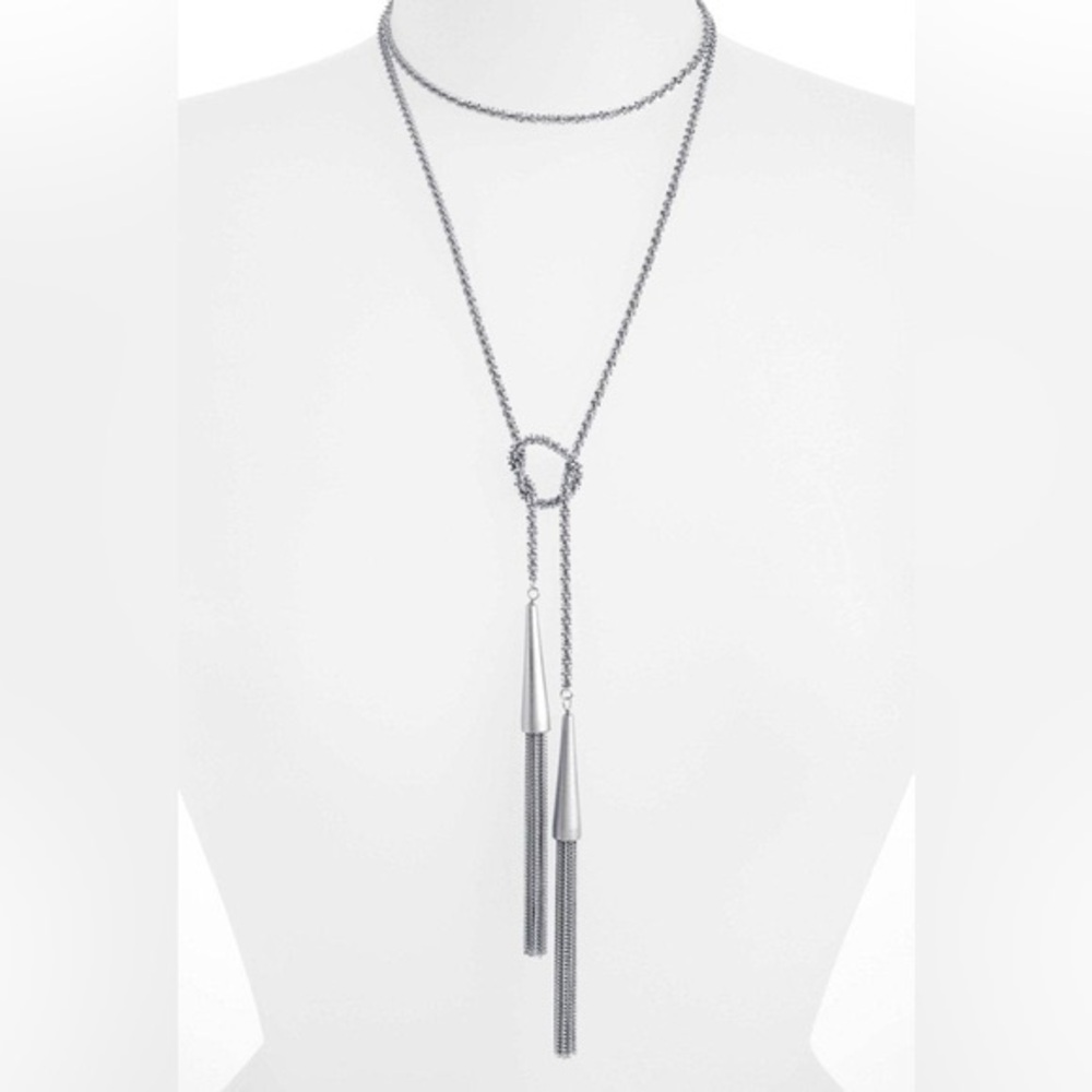 Kendra Scott Phara 50” Lariat Tassel Necklace, Silver